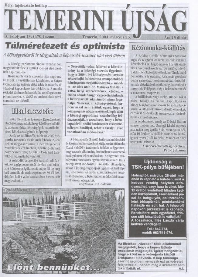 Temerini Újság, 10. évf. 2004. március 25. 13. sz.