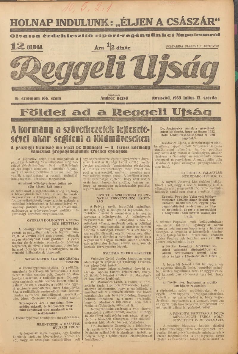 Reggeli Újság, 16. évf. 1935. július 17. 166. sz.
