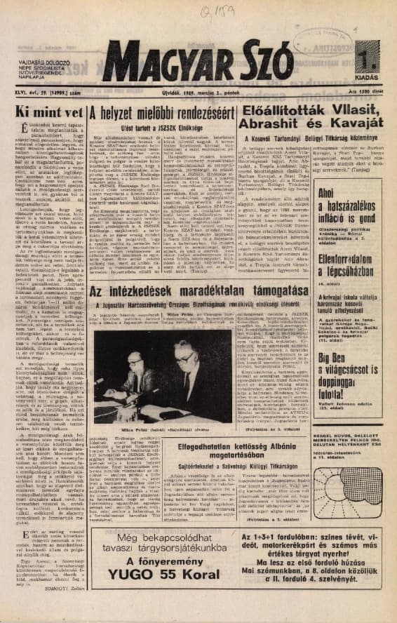 Magyar Szó, 46. évf. 1989. március 3. 59. sz. 1–24. oldal