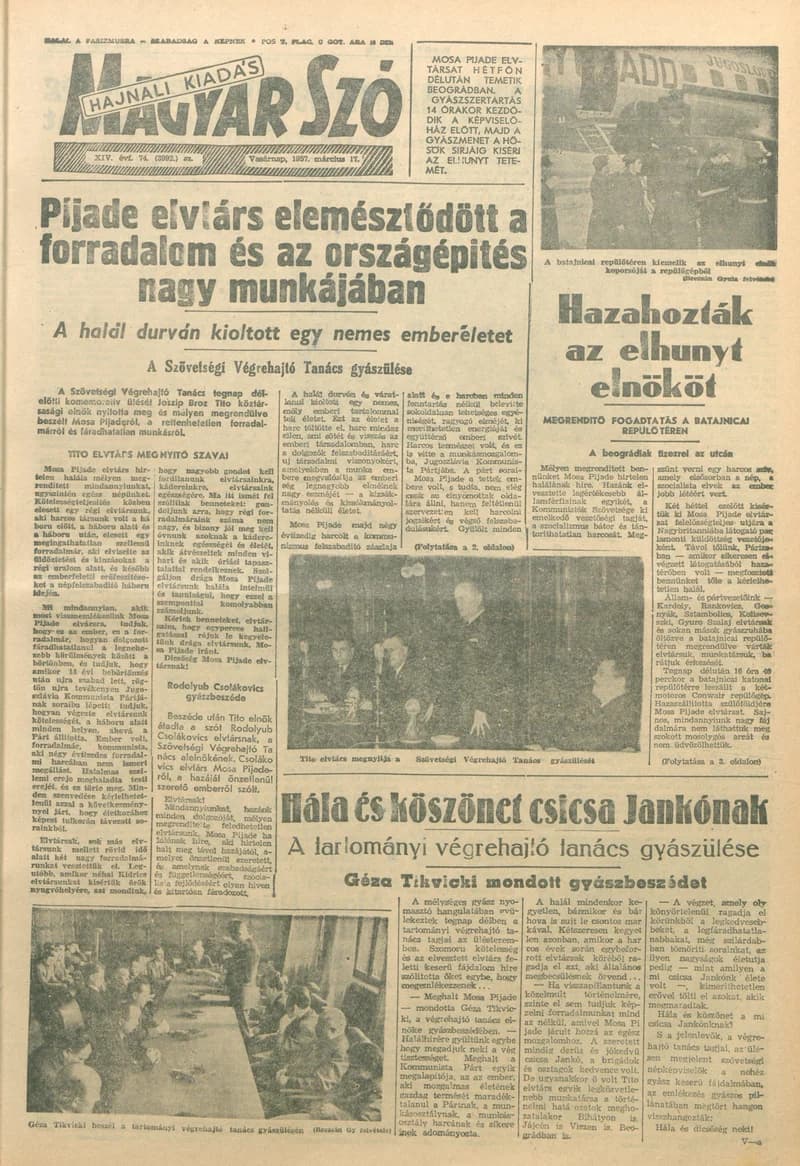 Magyar Szó, 14. évf. 1957. március 17. 74. sz. 1–20. oldal