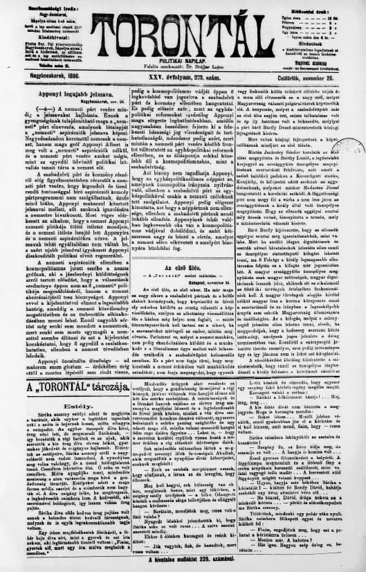 Torontál, 25. évf. 1896. november 26. 273. sz.