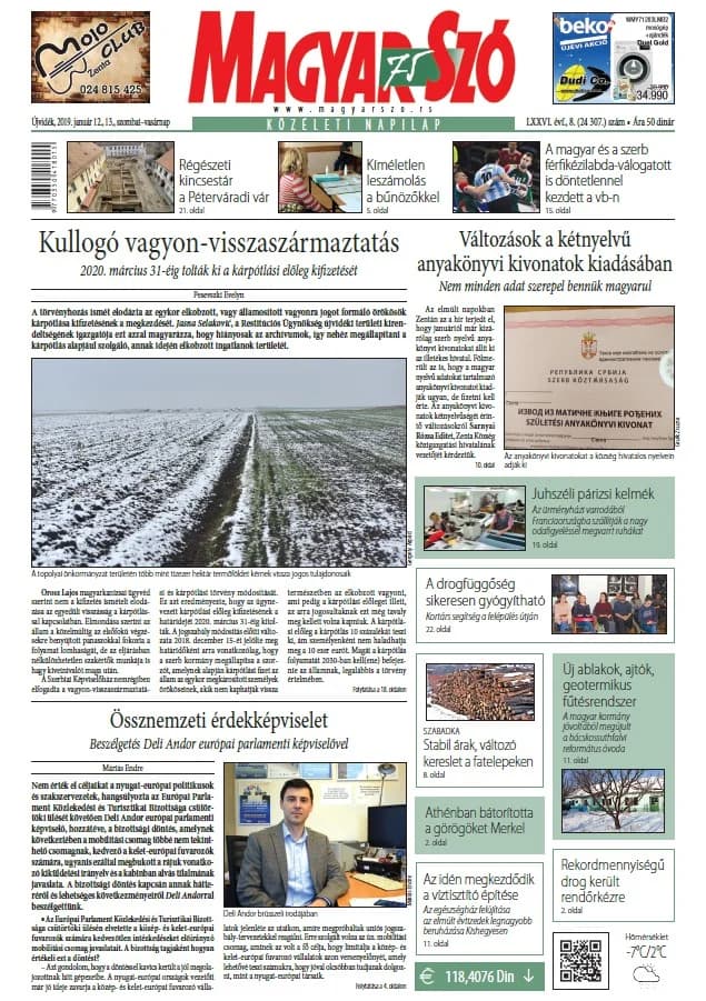 Magyar Szó, 76. évf. 2019. január 12. – 13. 8. sz. 1–40. oldal