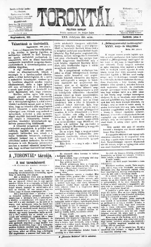 Torontál, 30. évf. 1901. július 4. 150. sz.