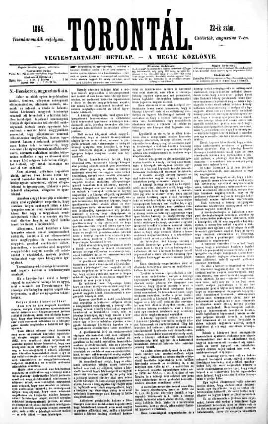 Torontál, 13. évf. 1884. augusztus 7. 32. sz.