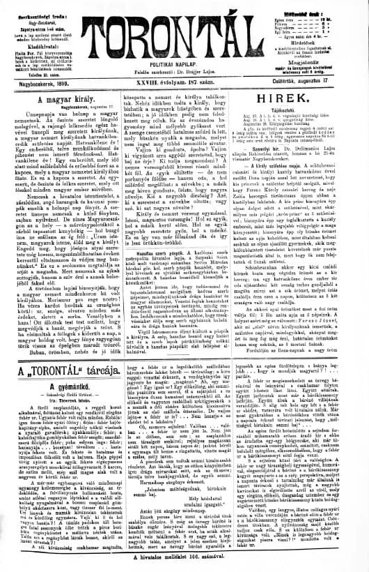 Torontál, 28. évf. 1899. augusztus 17. 187. sz.
