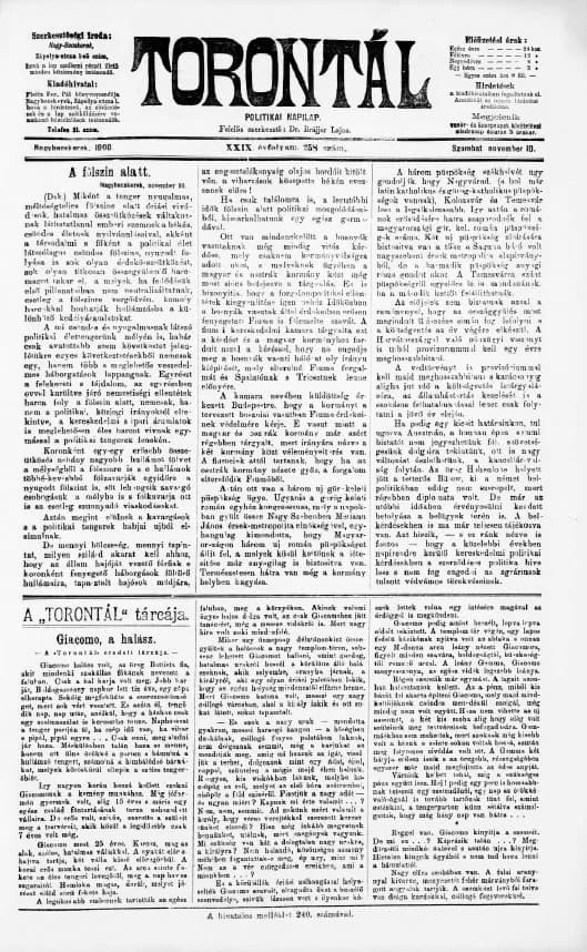 Torontál, 29. évf. 1900. november 10. 258. sz.