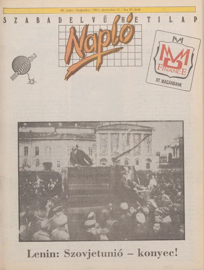 Napló - Szabadelvű hetilap, 2. évf. 1991. december 11. 84. sz.
