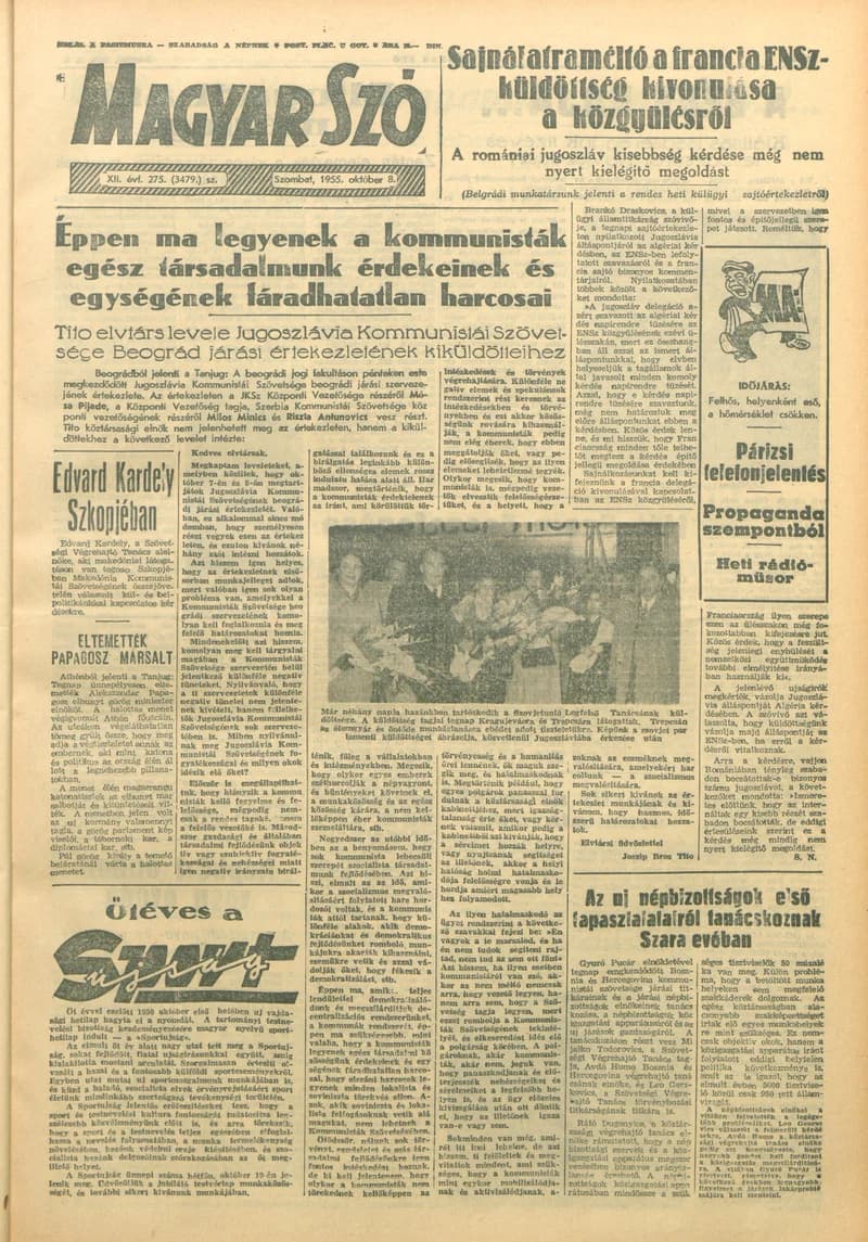Magyar Szó, 12. évf. 1955. október 8. 275. sz. 1–10. oldal