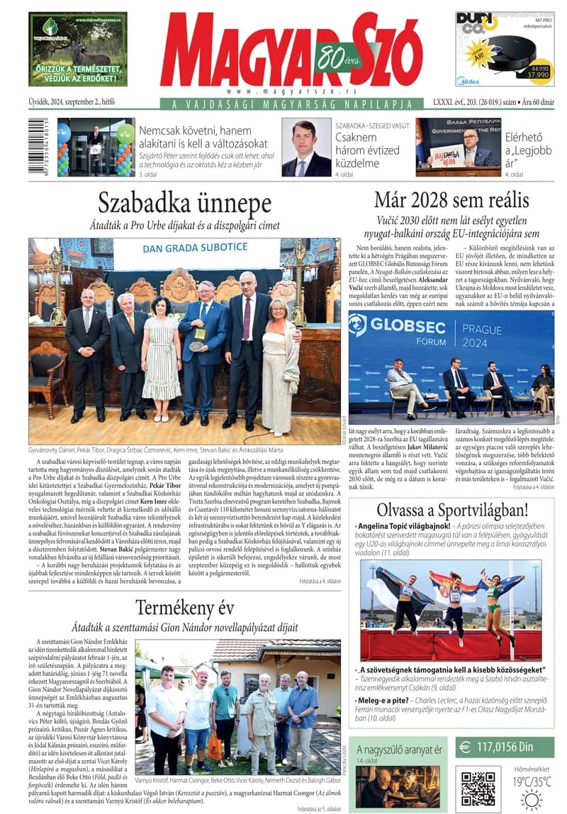 Magyar Szó, 81. évf. 2024. szeptember 2. 203. sz. 1–16. oldal