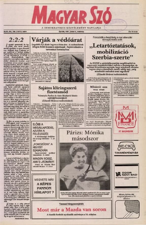 Magyar Szó, 48. évf. 1991. június 9. 156. sz. 1–28. oldal