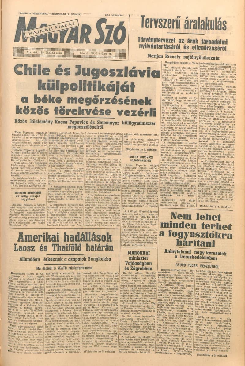 Magyar Szó, 19. évf. 1962. május 18. 135. sz. 1–14. oldal