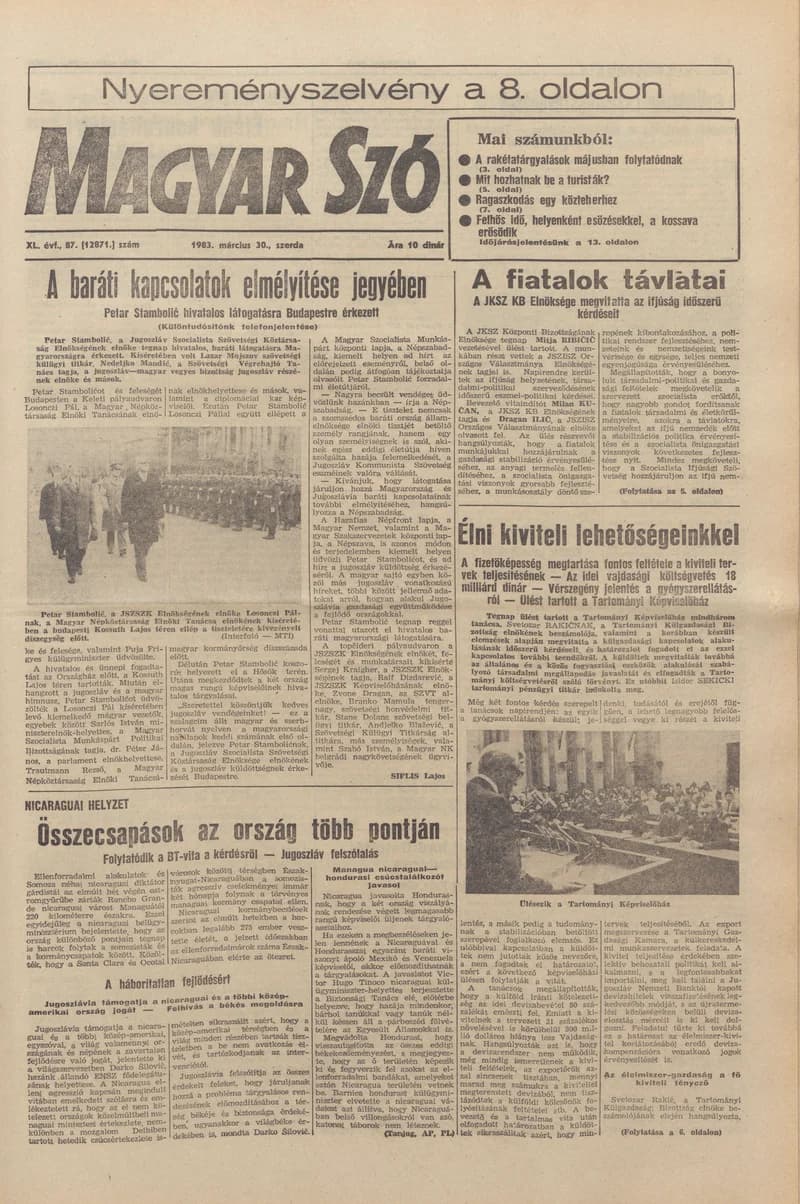 Magyar Szó, 40. évf. 1983. március 30. 87. sz. 1–24. oldal