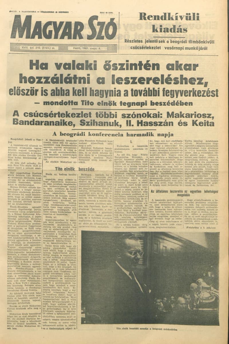 Magyar Szó, 18. évf. 1961. szeptember 4. 210. sz. 1–8. oldal