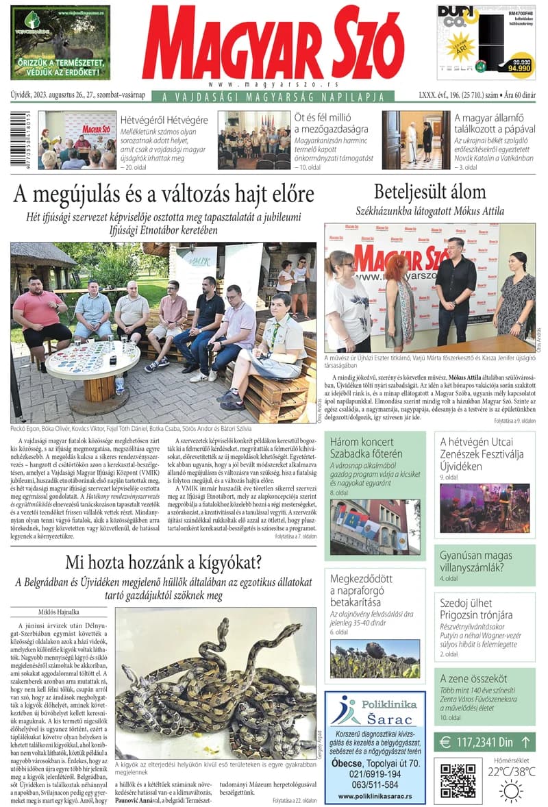 Magyar Szó, 80. évf. 2023. augusztus 26. – 27. 196. sz. 1–32. oldal