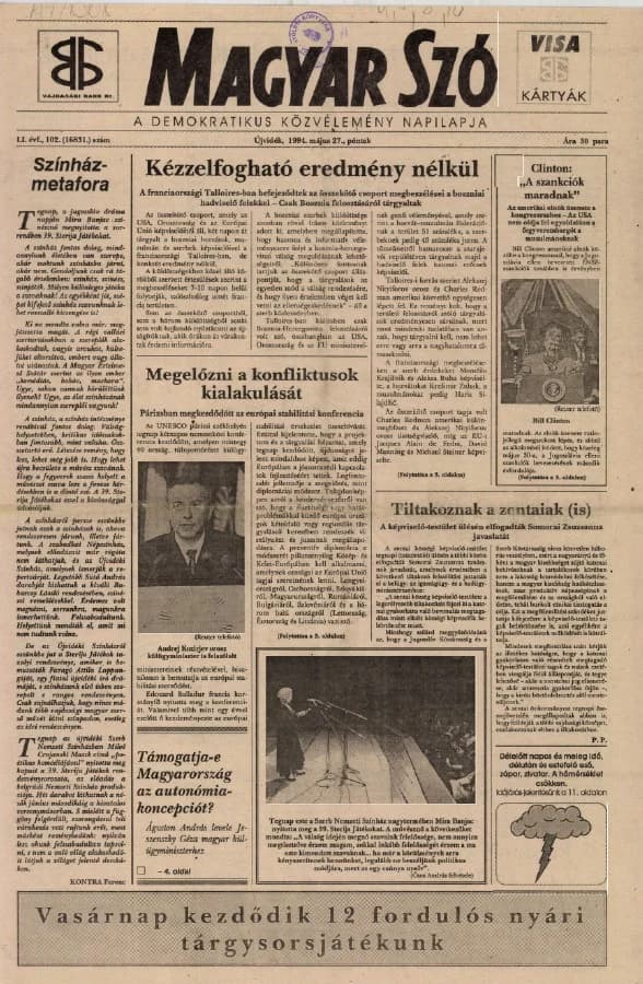 Magyar Szó, 51. évf. 1994. május 27. 102. sz.
