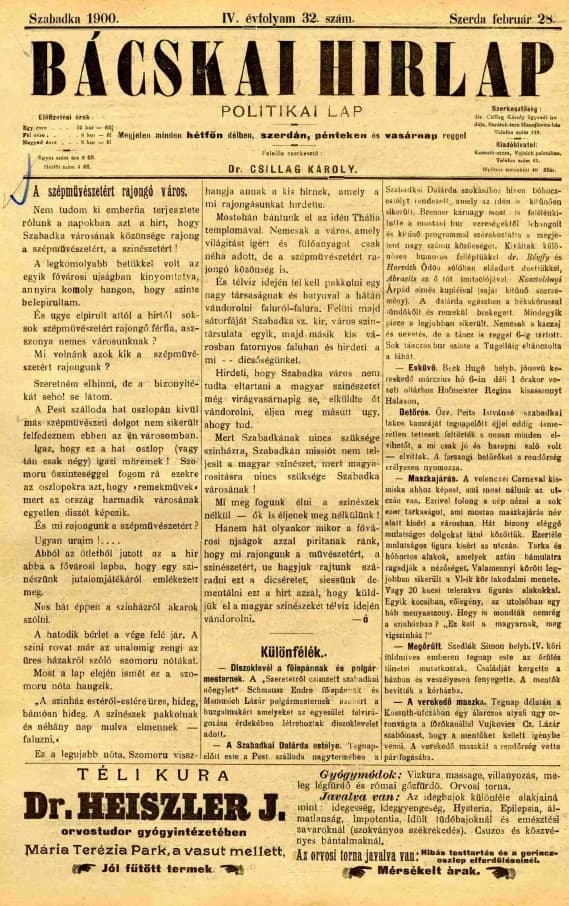 Bácskai Hirlap, 4. évf. 1900. február 28. 32. sz.