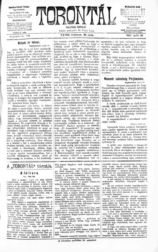 Torontál, 28. évf. 1899. április 24. 93. sz.