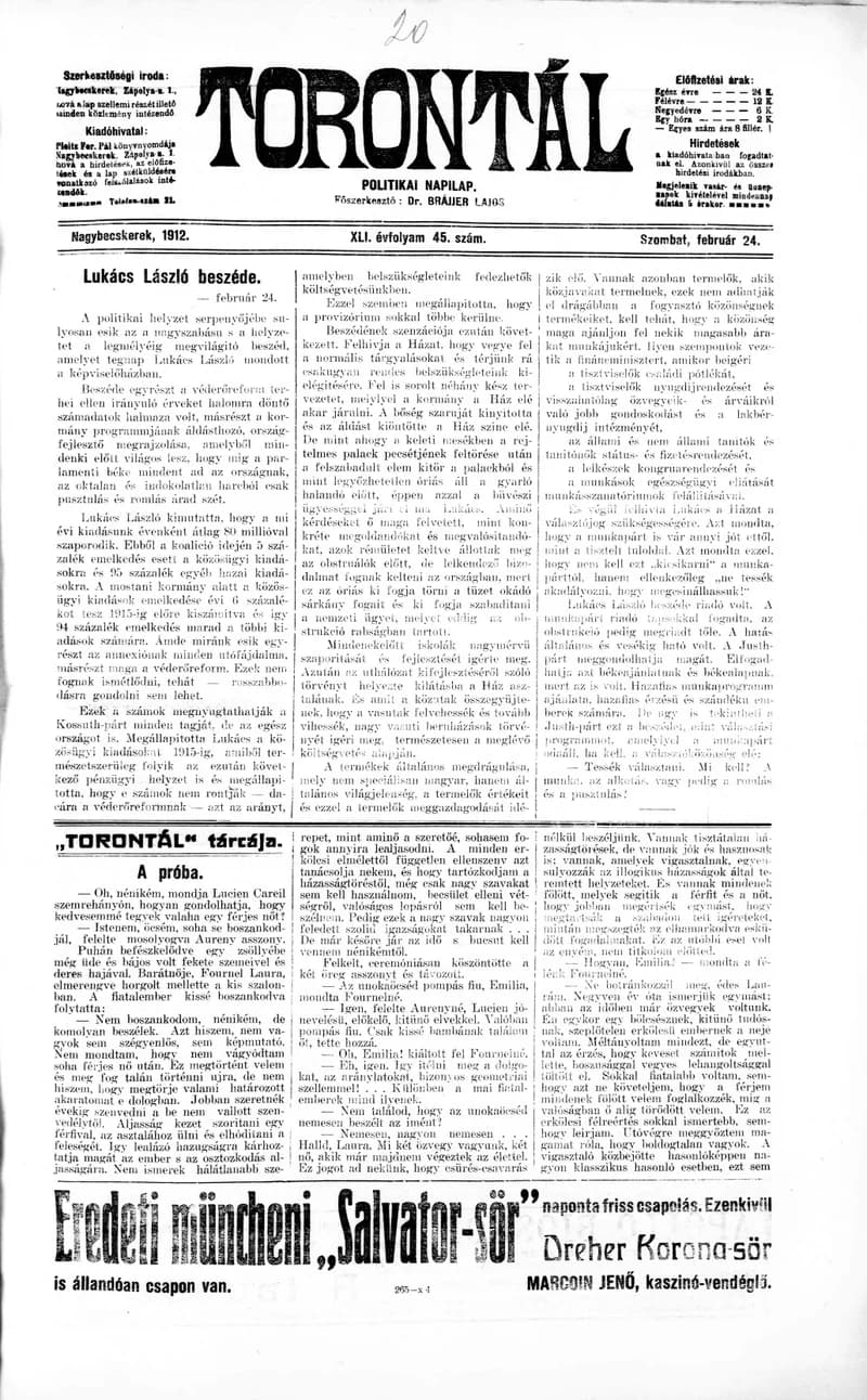 Torontál, 41. évf. 1912. február 24. 45. sz.
