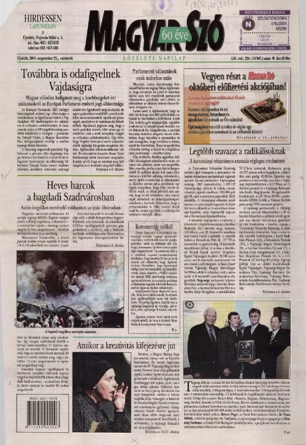 Magyar Szó, 61. évf. 2004. szeptember 23. 224. sz.