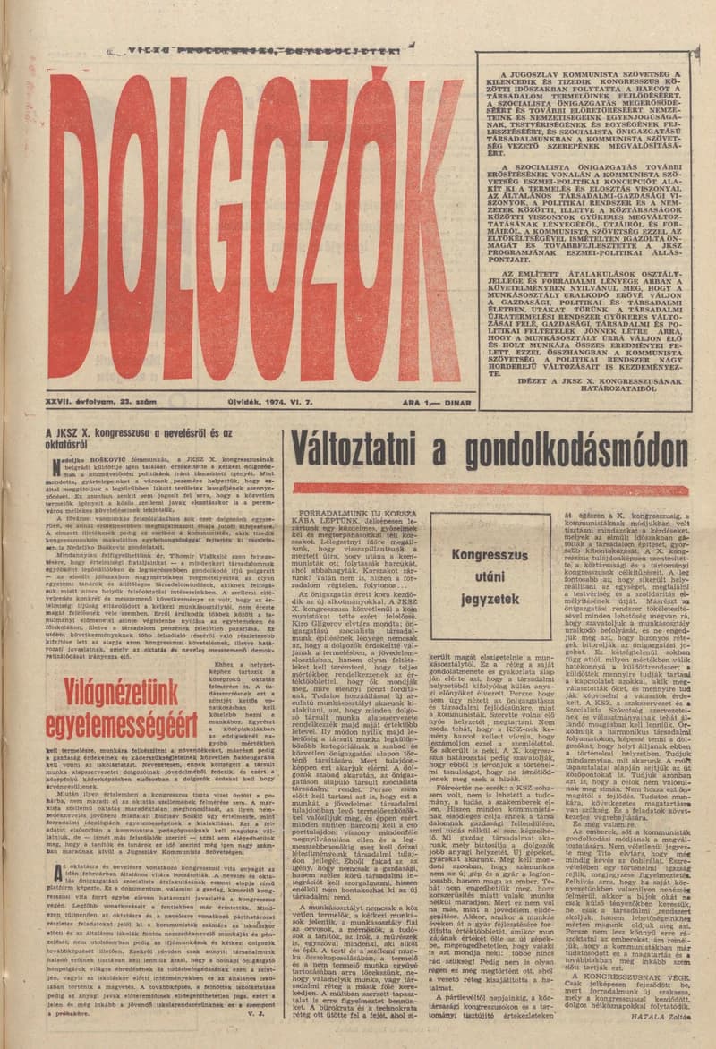 Dolgozók, 28. évf. 1974. június 7. 23. sz.
