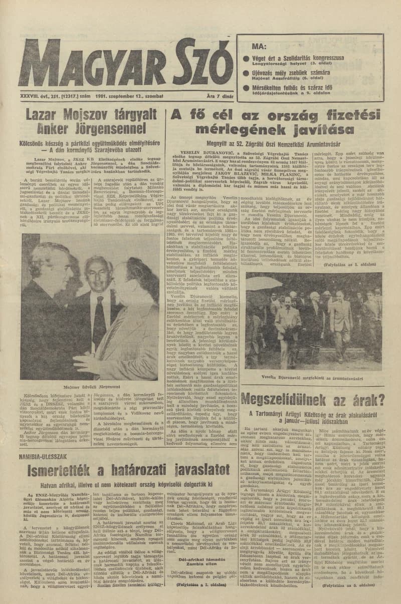 Magyar Szó, 38. évf. 1981. szeptember 12. 251. sz.