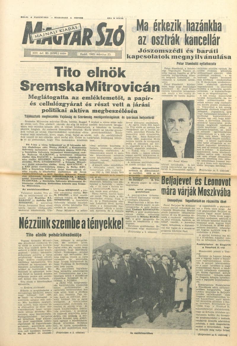 Magyar Szó, 22. évf. 1965. március 23. 80. sz. 1–16. oldal