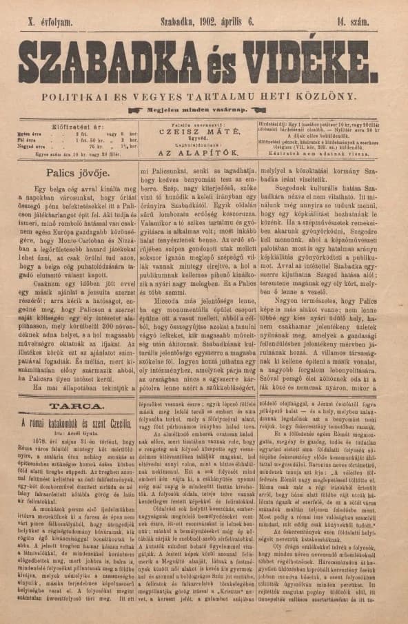 Szabadka és vidéke II, 10. évf. 1902. április 6. 14. sz.
