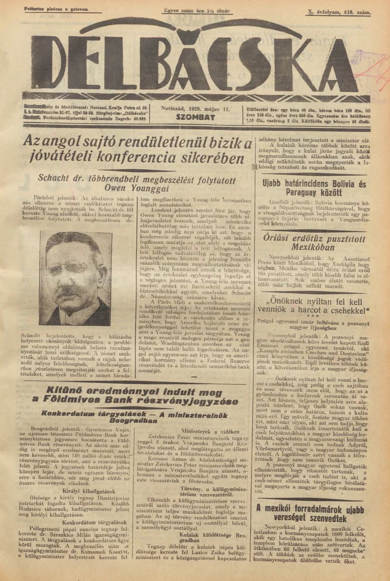 Délbácska, 10. évf. 1929. május 11. 110. sz.