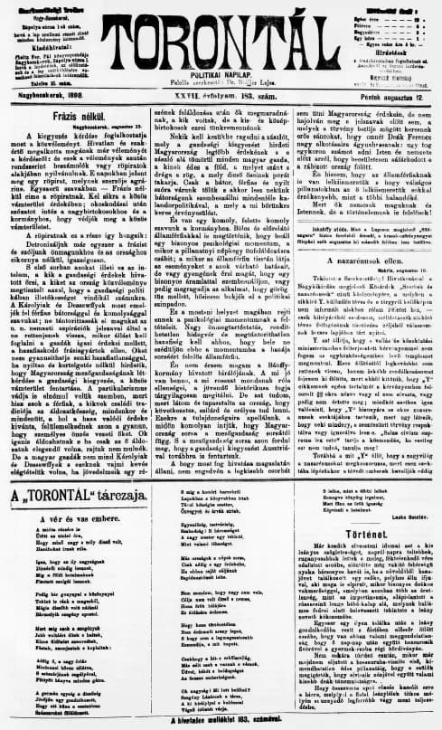 Torontál, 27. évf. 1898. augusztus 12. 183. sz.