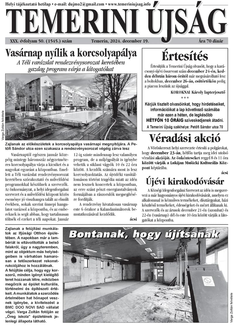 Temerini Újság, 30. évf. 2024. december 19. 50. sz.