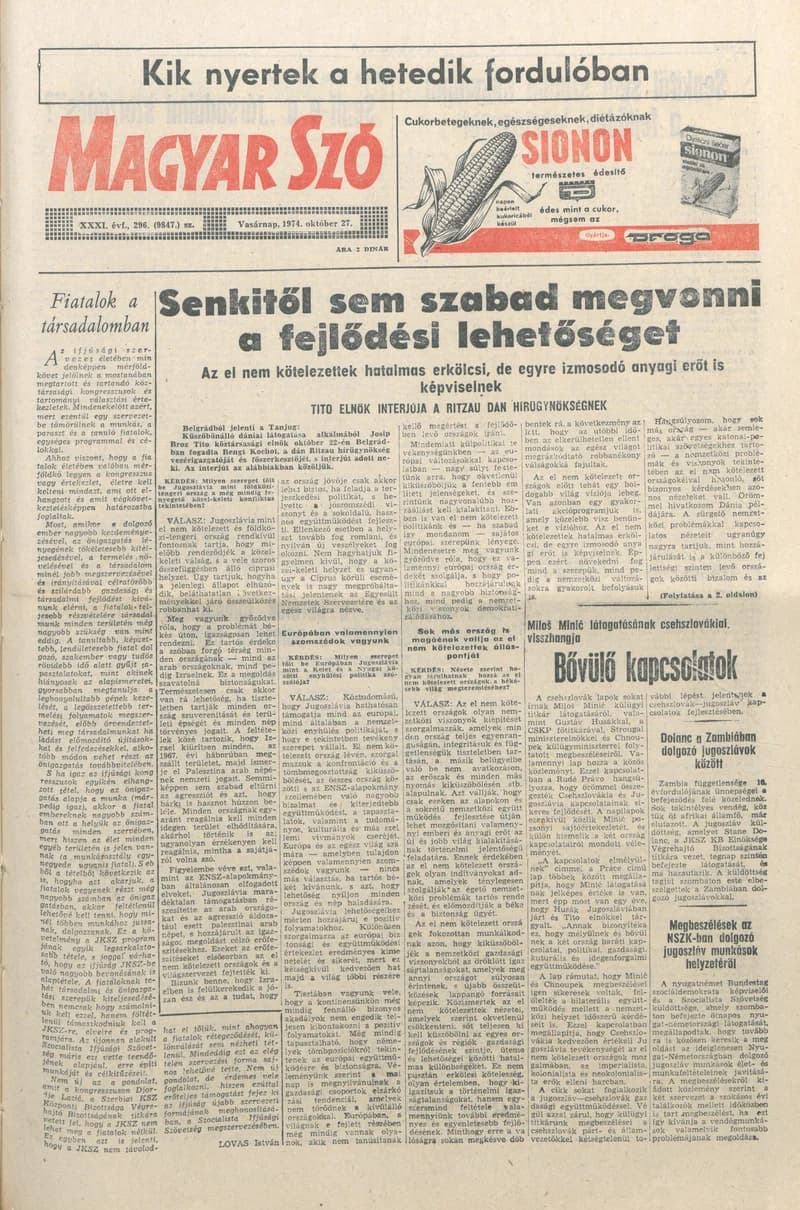 Magyar Szó, 31. évf. 1974. október 27. 296. sz. 1–28. oldal