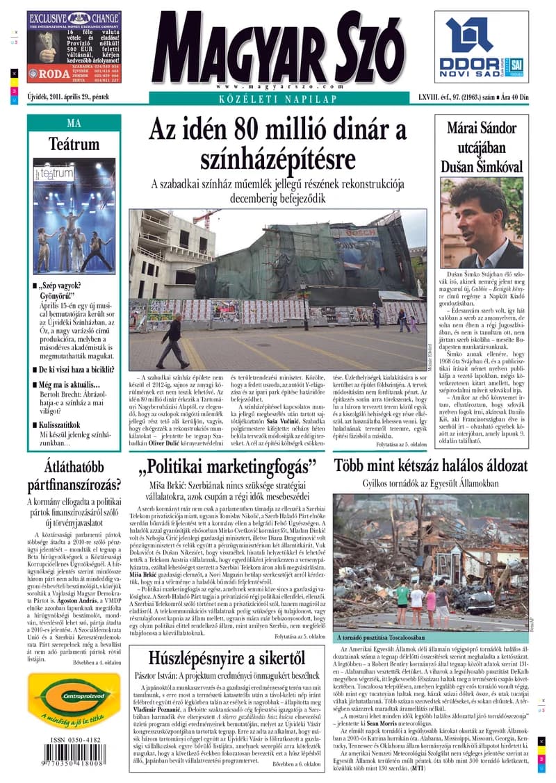 Magyar Szó, 68. évf. 2011. április 29. 97. sz. 1–20. oldal