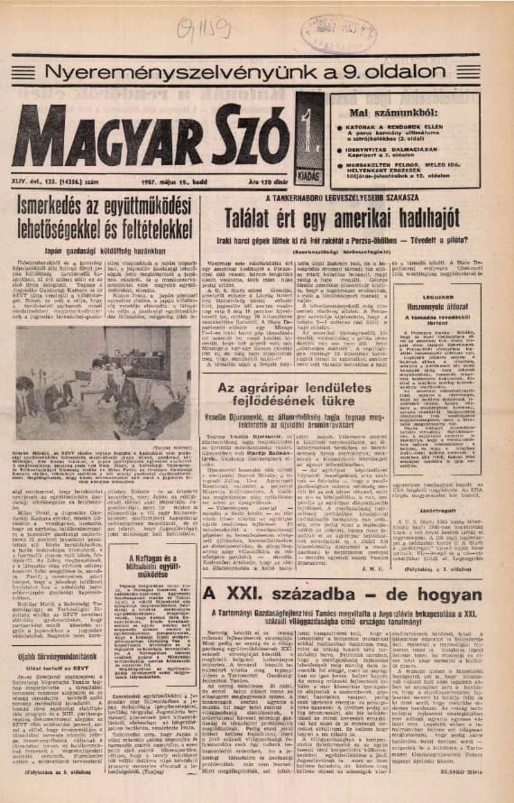 Magyar Szó, 44. évf. 1987. május 19. 135. sz. 1–24. oldal