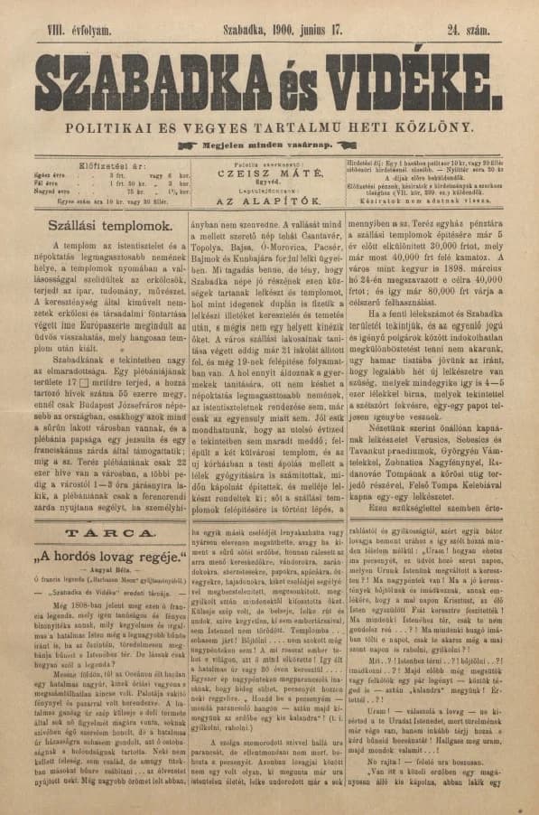 Szabadka és vidéke II, 8. évf. 1900. június 17. 24. sz.