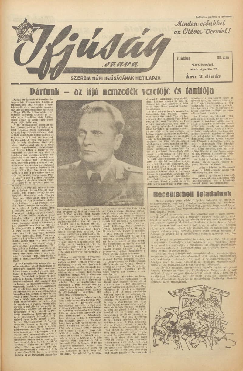Ifjúság Szava, 5. évf. 1949. április 23. 189. sz.