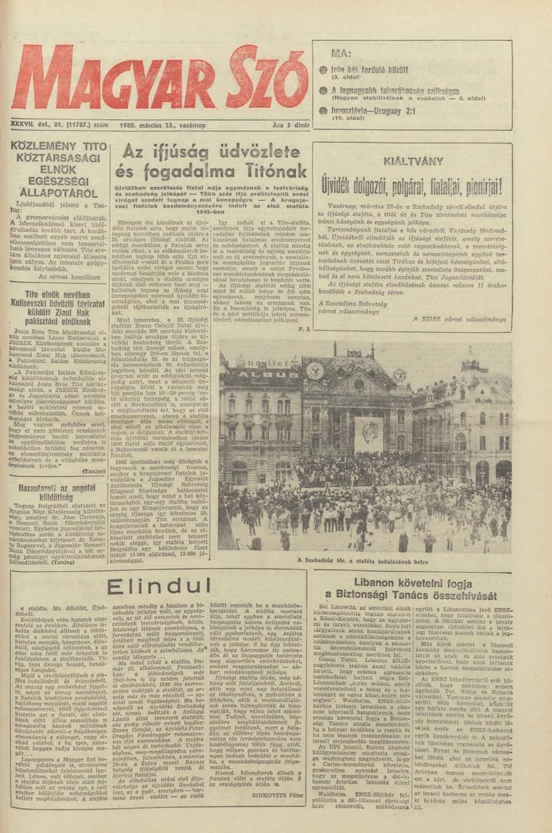 Magyar Szó, 37. évf. 1980. március 23. 81. sz. 1–32. oldal