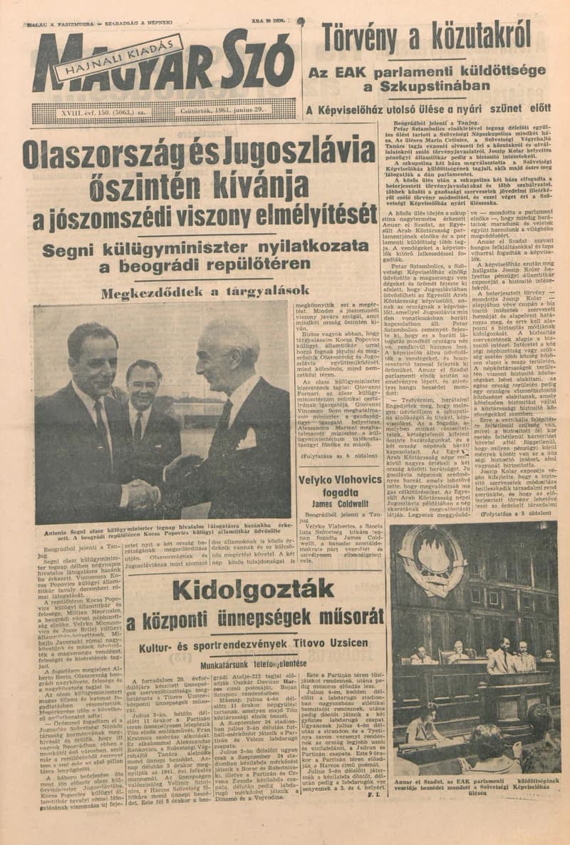 Magyar Szó, 18. évf. 1961. június 29. 150. sz. 1–12. oldal