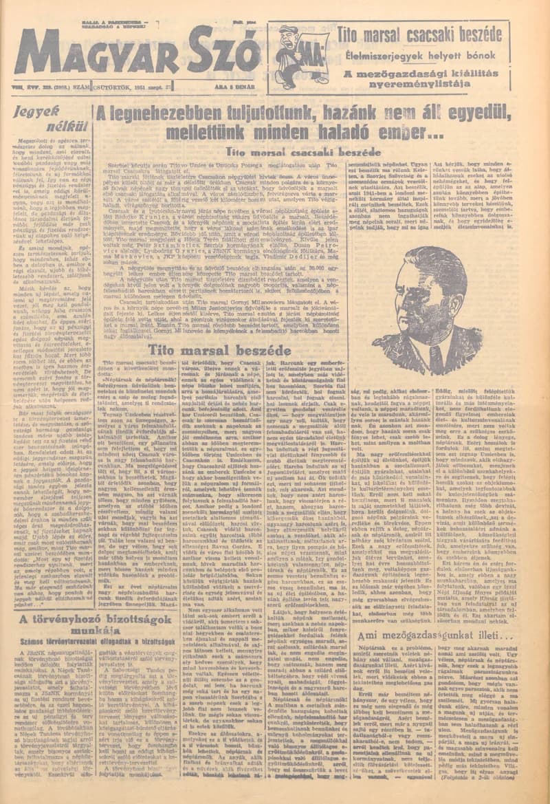 Magyar Szó, 8. évf. 1951. szeptember 27. 229. sz. 1–8. oldal