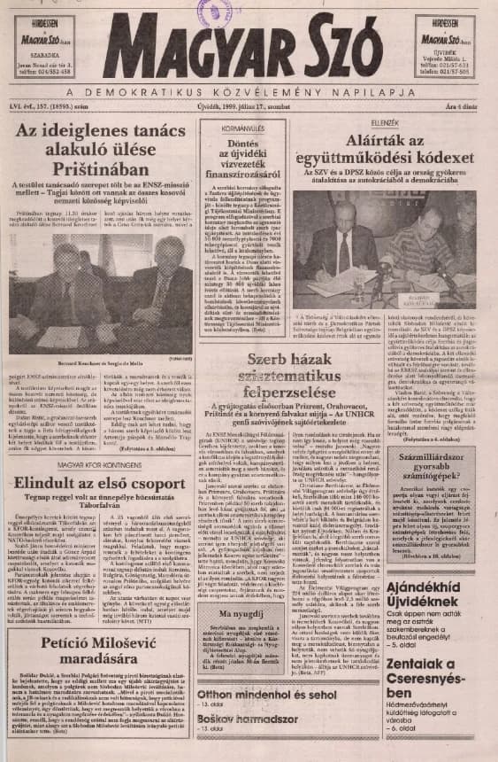 Magyar Szó, 56. évf. 1999. július 17. 157. sz. 1–16. oldal