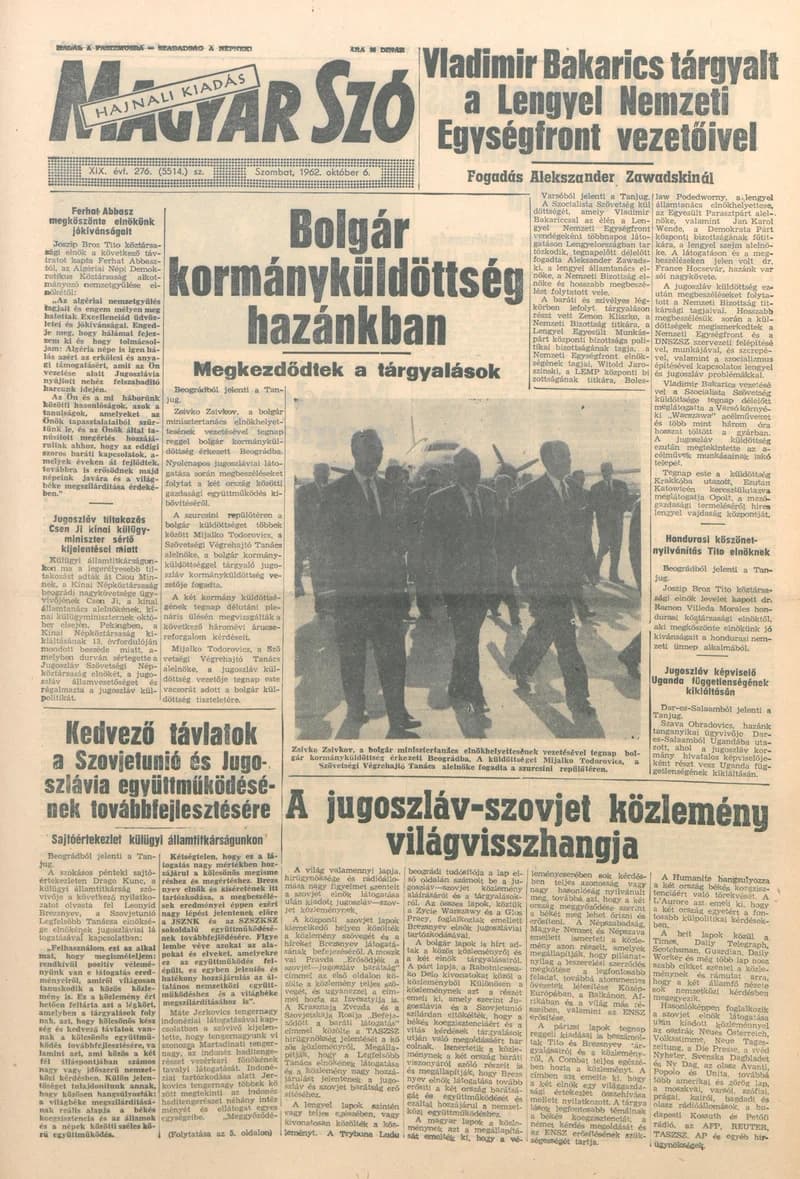 Magyar Szó, 19. évf. 1962. október 6. 276. sz. 1–12. oldal
