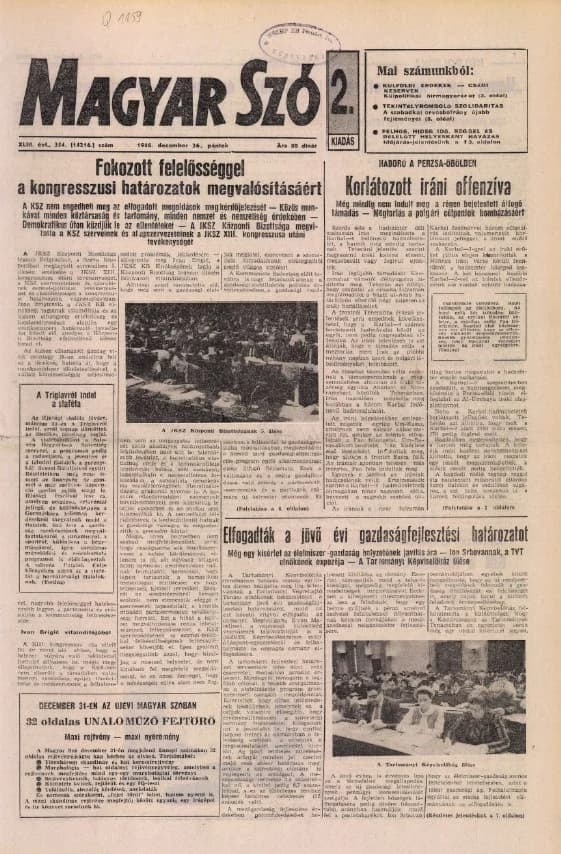 Magyar Szó, 43. évf. 1986. december 26. 354. sz. 1–16. oldal