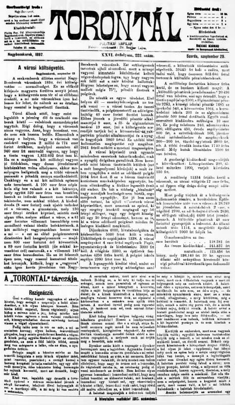 Torontál, 26. évf. 1897. szeptember 29. 222. sz.