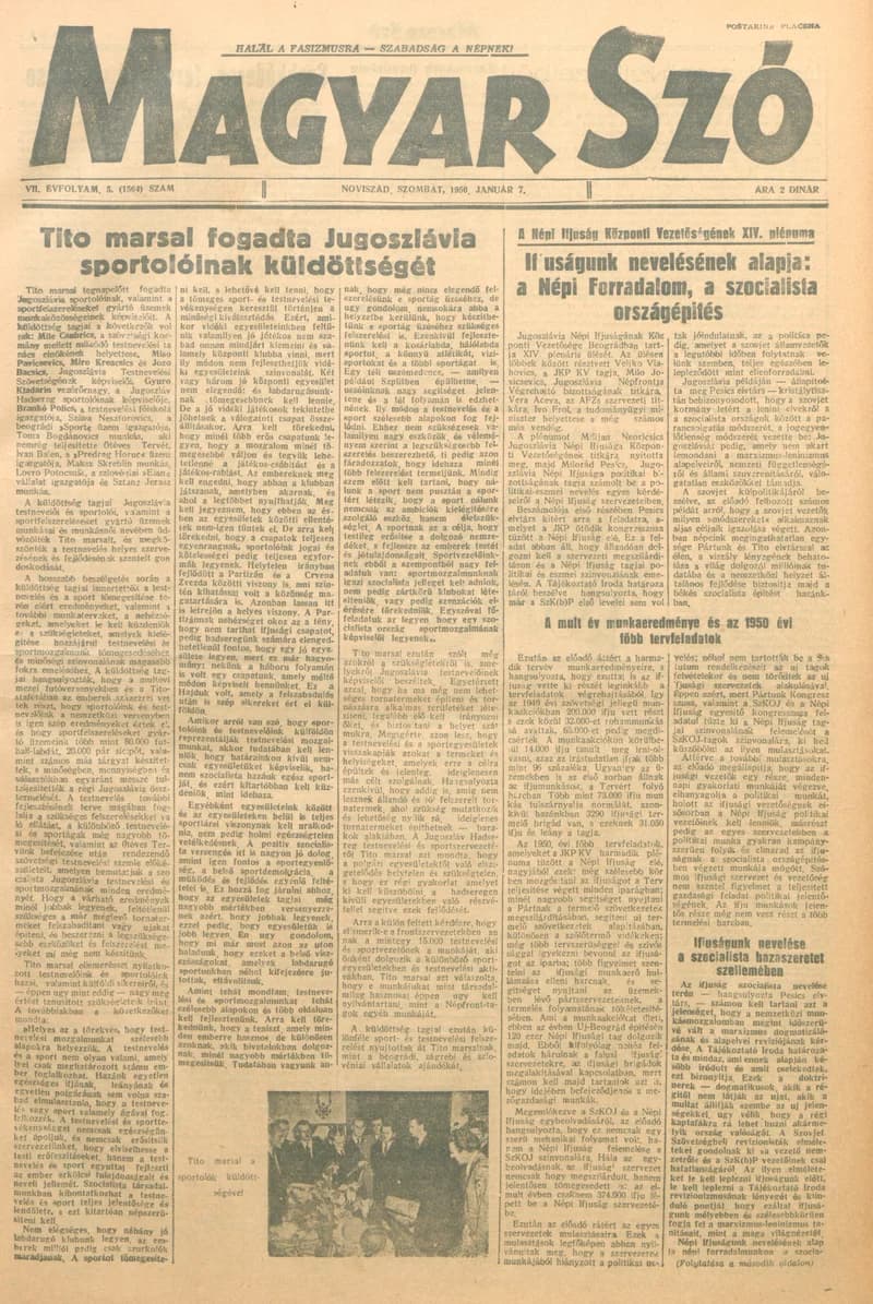 Magyar Szó, 7. évf. 1950. január 7. 5. sz. 1–4. oldal