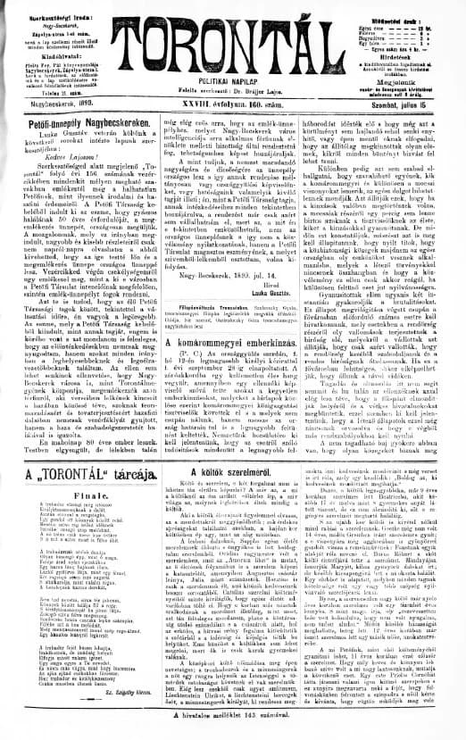 Torontál, 28. évf. 1899. július 15. 160. sz.
