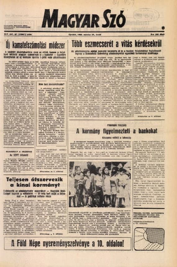 Magyar Szó, 45. évf. 1988. március 29. 87. sz. 1–20. oldal