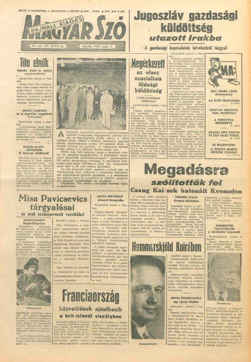 Magyar Szó, 15. évf. 1958. szeptember 3. 221. sz. 1–16. oldal