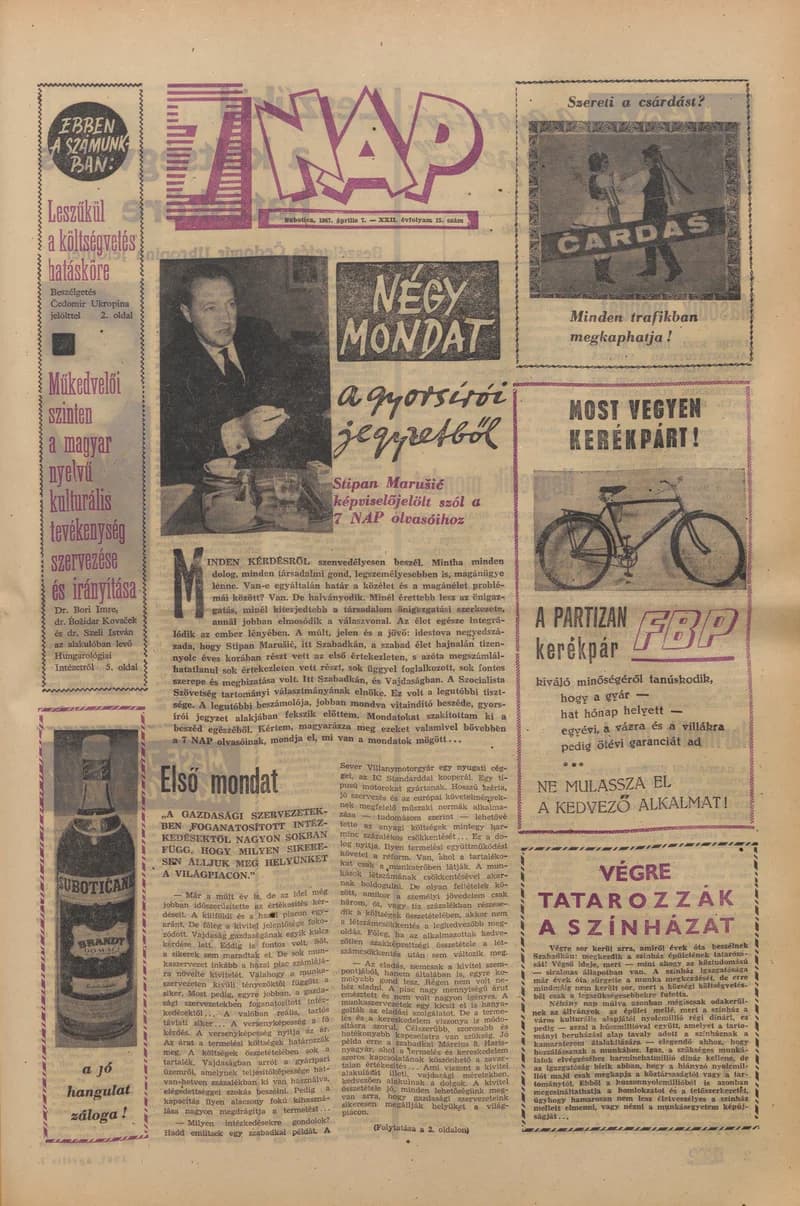 7 Nap, 22. évf. 1967. április 7. 15. sz. 1–20. oldal