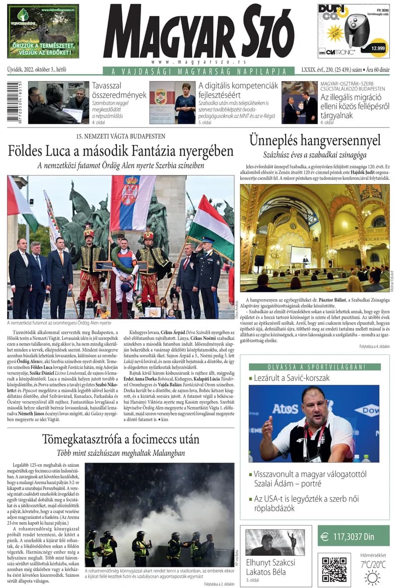Magyar Szó, 79. évf. 2022. október 3. 230. sz. 1–16. oldal