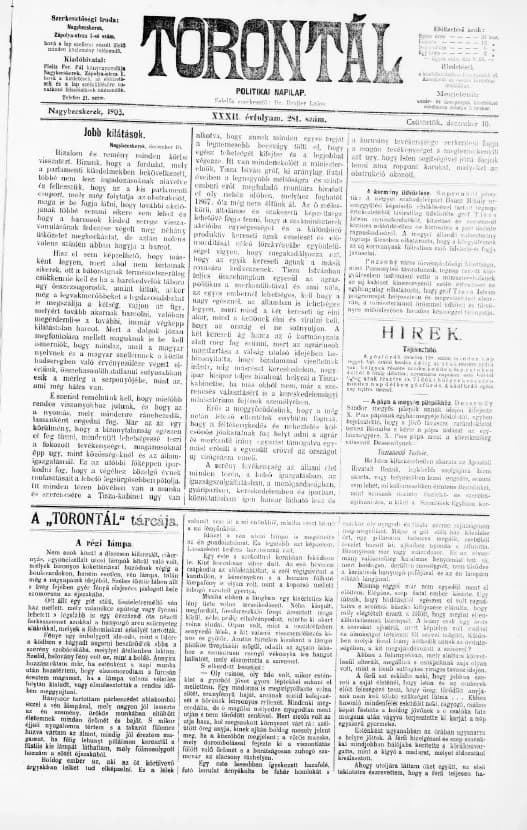 Torontál, 32. évf. 1903. december 10. 281. sz.