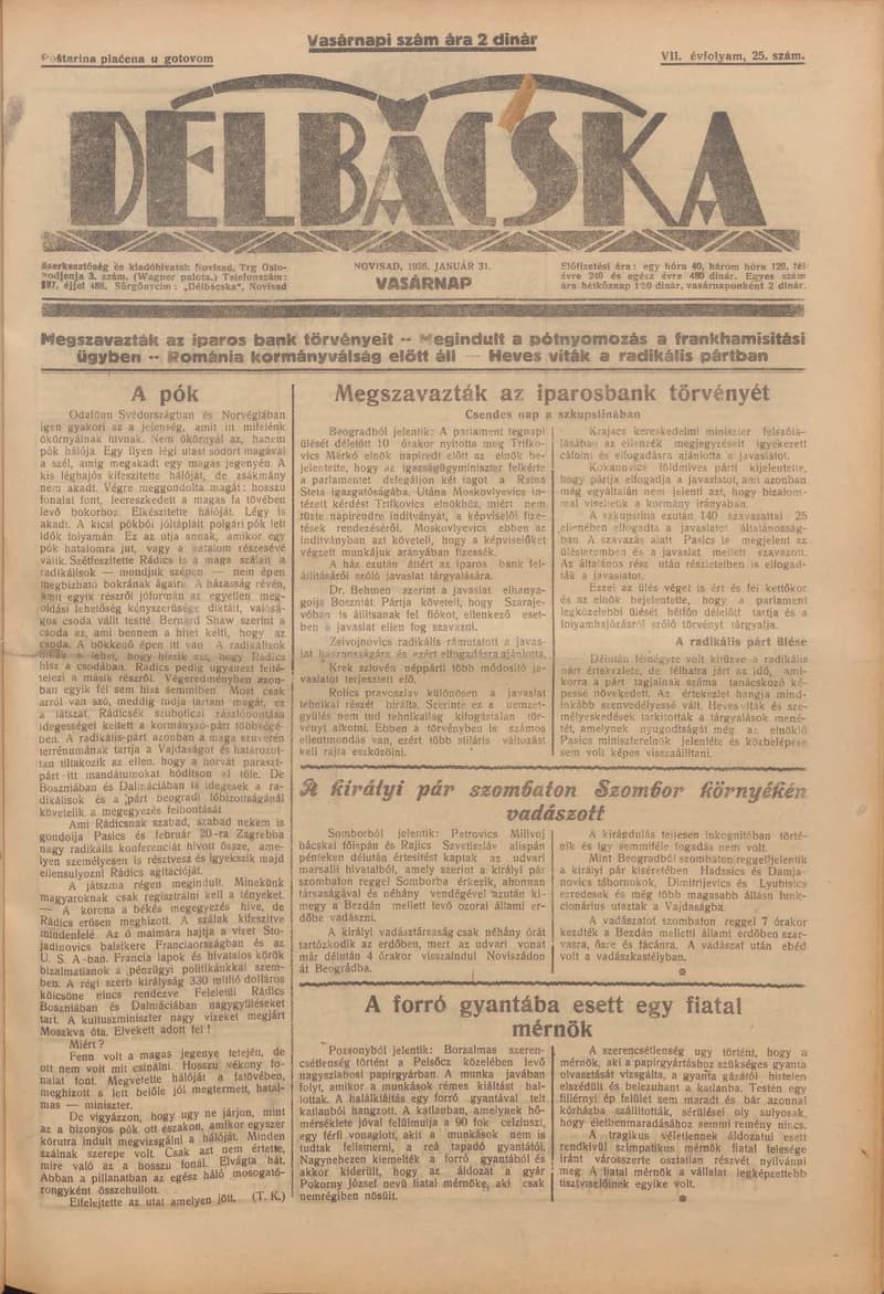 Délbácska, 7. évf. 1926. január 31. 25. sz.